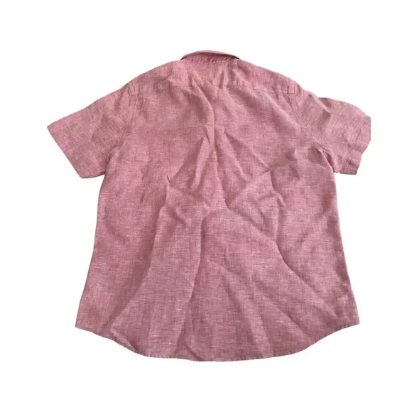 Untuckit Shirt Men Large Red‎ 100% Linen Short SLeeve Button Up - Picture 2 of 3